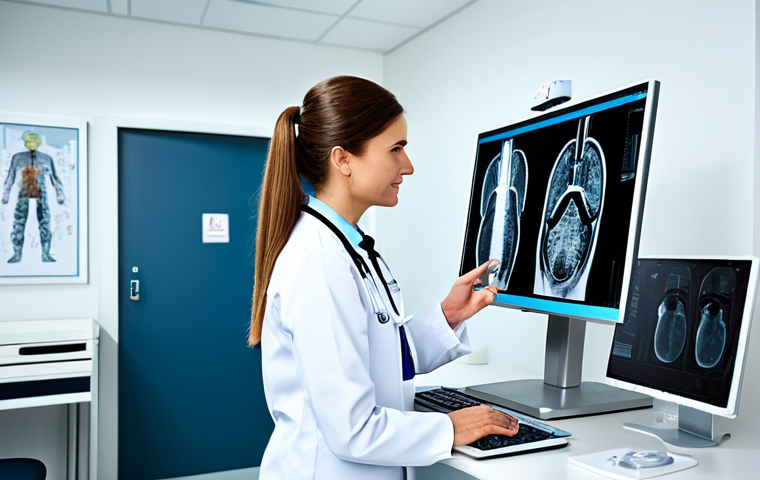 방사선사 해외 취업 가이드 - Radiologist in a Modern Clinic (Professional Setting)**

"A professional radiologist, fully clothed ...