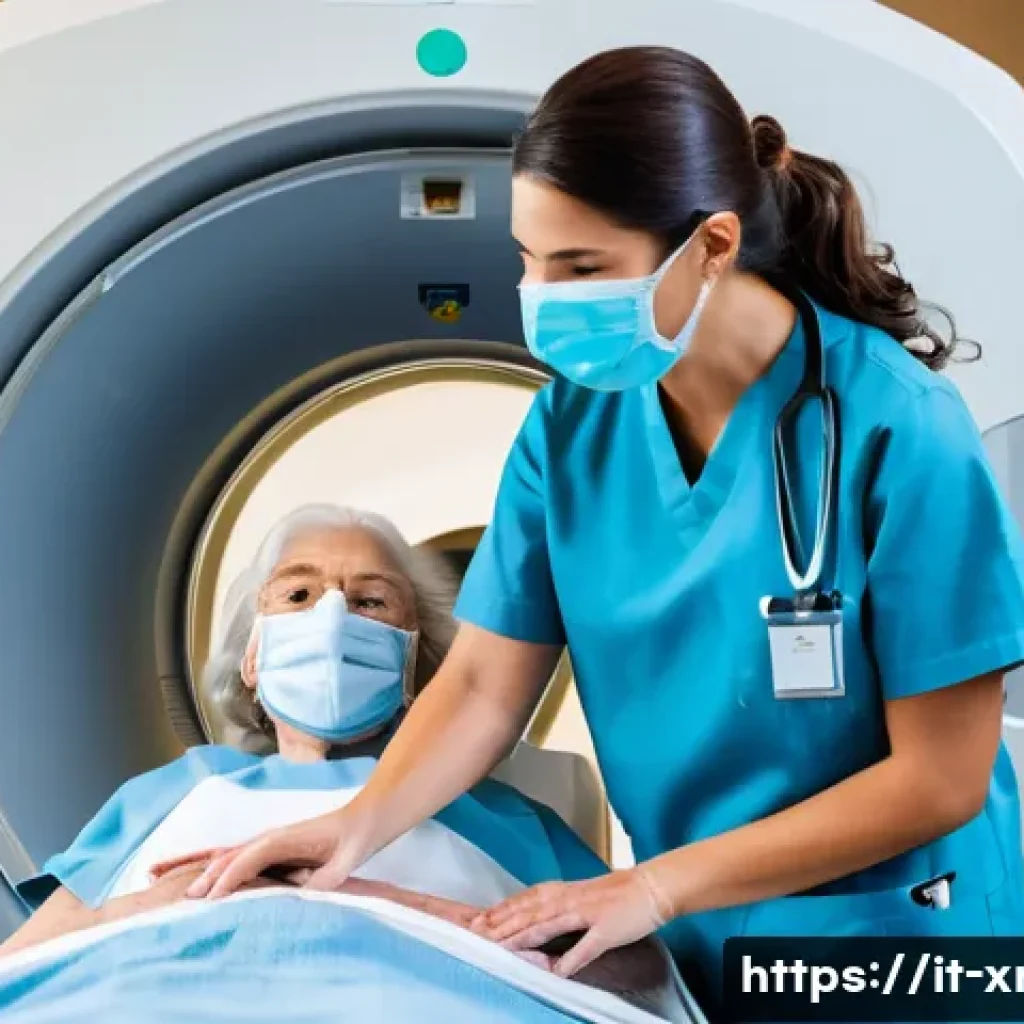방사선사 병원 근무 일상 - **Prompt:** "A compassionate female Medical Radiography Technician, dressed in modern blue hospital ...
