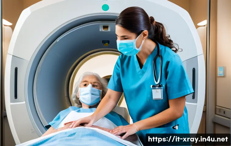 방사선사 병원 근무 일상 - **Prompt:** "A compassionate female Medical Radiography Technician, dressed in modern blue hospital ...