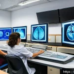Home 19 방사선사 재직자 연수 과정 - A modern classroom setting for radiologic technologist training in Italy, featuring diverse adult st...