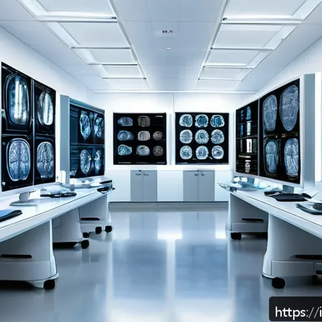 영상 진단 품질 관리 - A high-tech medical imaging laboratory scene featuring advanced artificial intelligence and machine ...