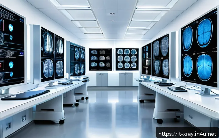 영상 진단 품질 관리 - A high-tech medical imaging laboratory scene featuring advanced artificial intelligence and machine ...